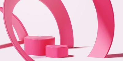 schöne leere rosa realistische podiumsszene für valentinstag produktdisplay präsentationsvektor vektor