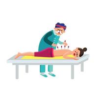 Durchführung von Akupunkturtherapie Frau Charakter Vektor Illustration