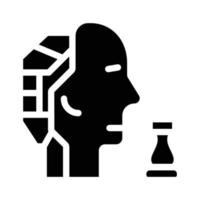 Roboterkopf Gehirn spielen Schach Glyphe Symbol Vektor Illustration