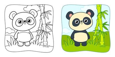 målarbok eller målarbok för barn. panda vektor clipart. natur bakgrund.