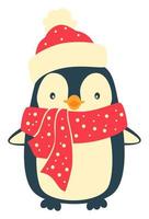 christmas pingvin tecknade clipart. söt pingvin vektor illustration