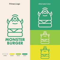 minimalistisches einfaches Monster-Burger-Logo-Konzept vektor