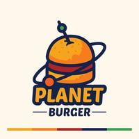 minimalistisches einfaches planet burger logo-konzept vektor