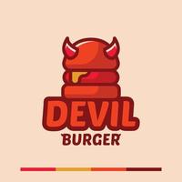 minimalistisk enkel devil burger logotyp koncept vektor