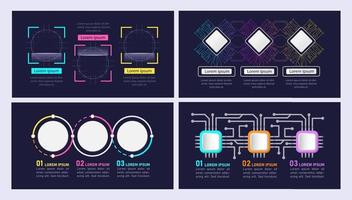 digitale technologie für die herstellung von infografik-diagrammdesign-vorlagensatz. abstraktes infochart-kit mit kopierraum. Anweisungsgrafiken mit 3-Schritt-Sequenz. visuelle Datenpräsentation vektor