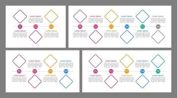 färgglada geometriska infographic diagram design malluppsättning. romber. abstrakt infodiagram kit med kopia utrymme. instruktionsgrafik med anslutna steg, alternativ. visuell datapresentation vektor