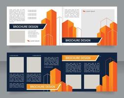 byggnadsteknik affärsföretag bifold broschyr malldesign. halvvikt häfte mockup set med kopia utrymme för text. redigerbara broschyrer på två papperssidor vektor