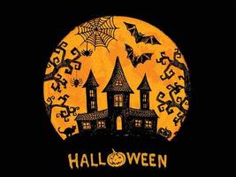 Halloween-Horror-Nacht-Vektor-Hintergrund. handgezeichnete Abbildung. vektor