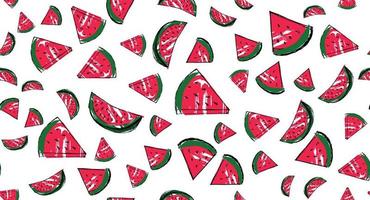 doodle vattenmelon bakgrundsmönster. handritad vektorillustration. vektor