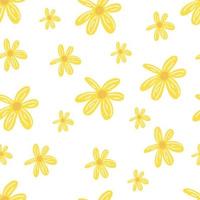 enkla gula blommor, kronblad sömlösa, repeterbara mönster, bakgrund. natur, ekologi, botanik och trädgårdskoncept bakgrund vektor