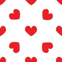 röda hjärtan i doodle stil. sömlösa romantiska mönster. färgglada hjärtan på vit vektorbakgrund. redo mall för design, vykort, print, affisch, fest, alla hjärtans dag, vintage textil. vektor