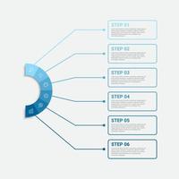 Timeline-Infografik-Design mit Symbolen und 6 Optionen oder Schritten. Infografiken für Geschäftskonzept vektor