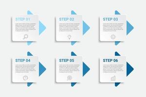 Timeline-Infografik-Design mit Symbolen und 6 Optionen oder Schritten. Infografiken für Geschäftskonzept vektor