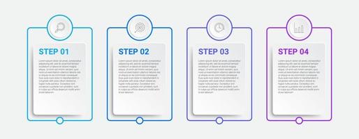 Infografik-Design mit Symbolen und 4 Optionen oder Schritten. Infografiken für Unternehmen vektor