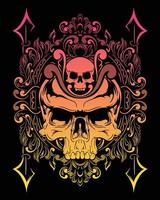 Totenkopf-Grafikillustration und T-Shirt-Design-Premium-Vektor vektor