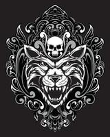 Tiger Artwork Illustration und T-Shirt Design Premium-Vektor vektor