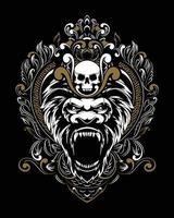 Kong Artwork Illustration und T-Shirt Design Premium-Vektor vektor