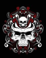 Totenkopf-Grafikillustration und T-Shirt-Design-Premium-Vektor vektor