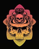 Totenkopf-Grafikillustration und T-Shirt-Design-Premium-Vektor vektor