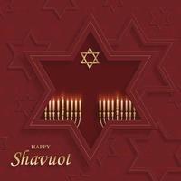 glad shavuot kort med fina och kreativa judiska symboler vektor