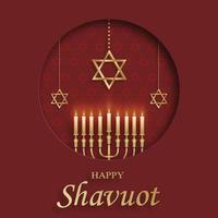 Fröhliche Schawuot-Karte mit netten und kreativen jüdischen Symbolen vektor