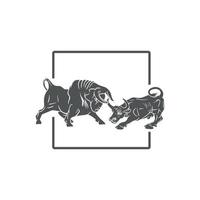 logotyp för tjur- och buffelkamp vektor