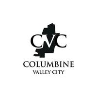 columbine map logo mit buchstabenkombination cvc vektor