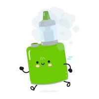 süßer lustiger laufender vape. vektor hand gezeichnete karikatur kawaii charakter illustration symbol. isoliert auf weißem Hintergrund. Vape-Konzept ausführen