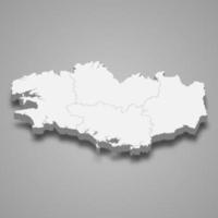 3D-Karte Region Frankreich vektor