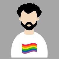 lgbtq-symbol. man gay med hbtq-flaggan vektor