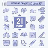 Icon-Set Medizin und Gesundheit. geeignet für Bildungssymbol. zweifarbiger Stil. einfaches Design editierbar. Design-Vorlagenvektor. einfache Abbildung vektor