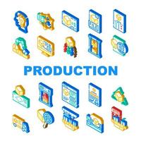 produktion företag samling ikoner som vektor