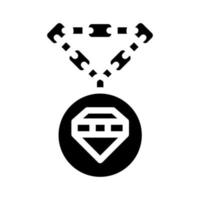 Schmuckkette mit Diamant-Glyphen-Symbol-Vektorillustration vektor