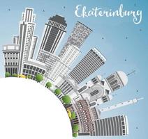 yekaterinburg silhuett med grå byggnader och kopieringsutrymme. vektor