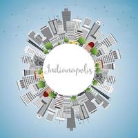 indianapolis skyline mit grauen gebäuden, blauem himmel und kopierraum. vektor