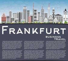 frankfurts skyline med grå byggnader, blå himmel och kopieringsutrymme. vektor