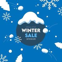 säsong av vinter försäljning vektor banner mall med vita snöflingor bakgrund, snö element och vinter försäljning typografi.