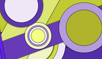 abstrakter geometrischer Vektorhintergrund im Materialdesign-Stil mit einer begrenzten Kontrastpalette, mit konzentrischen Kreisen und gedrehten Rechtecken mit Schatten, die geschnittenes Papier imitieren. vektor