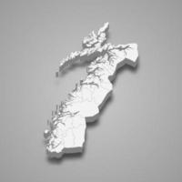 3d isometrisk karta över Nordland är ett län i norge vektor