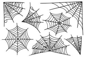 web spindel vektor illustration set. kontur illustration av spindelnät spindelnät vektor ikoner för halloween design