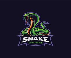 Schlangen-Maskottchen-Logo-Design. Giftschlangen-Vektor-Illustration. logoillustration für maskottchen oder symbol und identität, emblemsport oder e-sport-gaming-team vektor