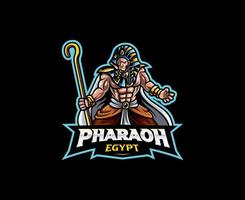 pharao maskottchen logo design. ägyptische pharao-vektorillustration. logoillustration für maskottchen oder symbol und identität, emblemsport oder e-sport-gaming-team vektor