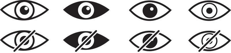 Augen-Icon-Set. Sehsymbol. Retina-Scan-Augensymbole. einfache Augensammlung. Augen-Silhouette vektor