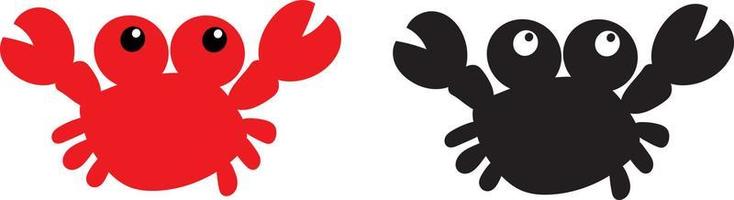 söt karaktär av krabba krabba vektor ikon illustration rött svart och vitt material