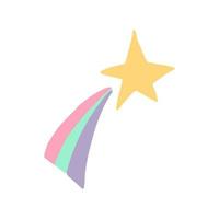 Stern mit Regenbogenhand gezeichnet. . ikone, aufkleber, dekorplakat märchenzauber vektor
