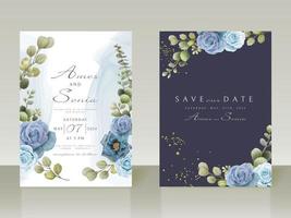 elegante blaue Blumen, die Einladungen wedding sind vektor