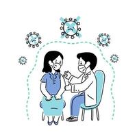 läkare som injicerar vaccin till en kvinna för att skydda mot viruset vektor