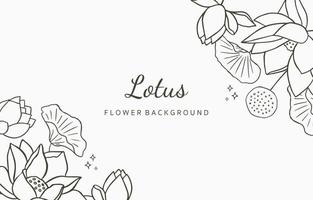 Schwarzer Lotus-Hintergrund. Strichzeichnungen für Postkarten, Einladungen, Verpackungen vektor