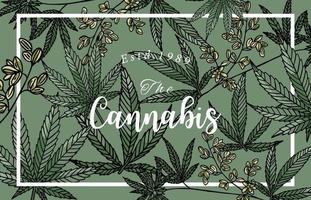 samling av cannabis bakgrund set med green.editable vektorillustration för webbplats, inbjudan, vykort och klistermärke vektor