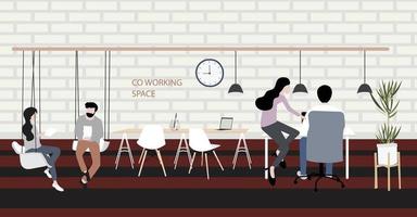 geschäftsleute im coworking space mit kollegen und werk vektor